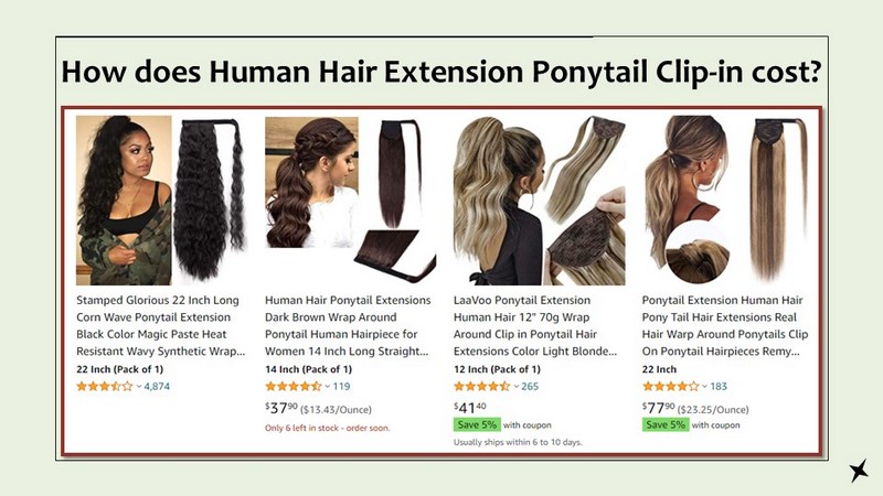 How does Human Hair Extension Ponytail Clip-in cost? 