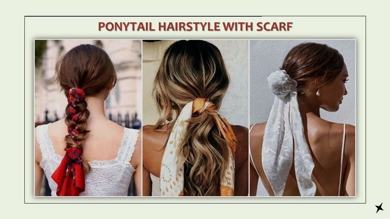 Ponytail hairstyle with a scarf